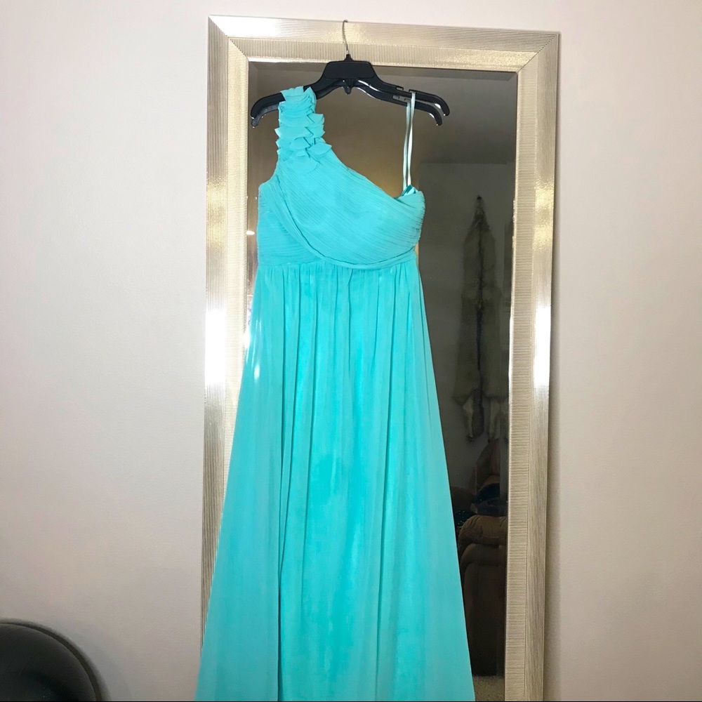 Floral Detail One Shoulder Chiffon Dress